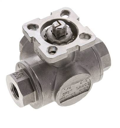 G1/4'' L-port 3-Way Stainless Steel Ball Valve ISO-Top 63bar - BL3SA