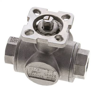 G1/4'' L-port 3-Way Stainless Steel Ball Valve ISO-Top 63bar - BL3SA