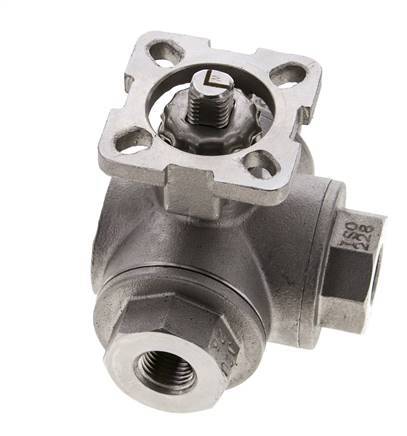 G1/4'' L-port 3-Way Stainless Steel Ball Valve ISO-Top 63bar - BL3SA