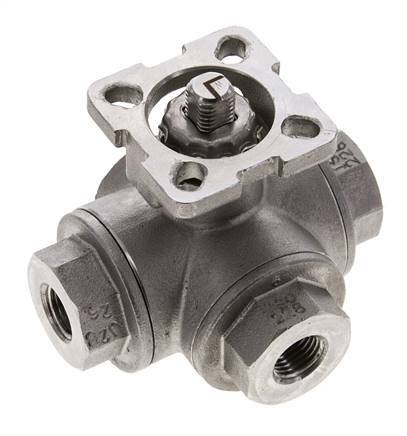 G1/4'' L-port 3-Way Stainless Steel Ball Valve ISO-Top 63bar - BL3SA