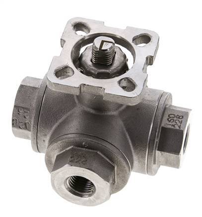 G1/4'' L-port 3-Way Stainless Steel Ball Valve ISO-Top 63bar - BL3SA