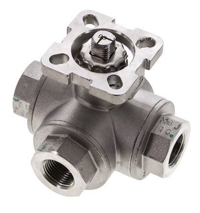 G3/8'' L-port 3-Way Stainless Steel Ball Valve ISO-Top 63bar - BL3SA
