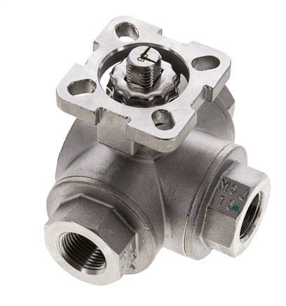 G3/8'' L-port 3-Way Stainless Steel Ball Valve ISO-Top 63bar - BL3SA