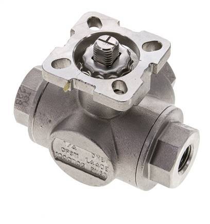 G1/4'' T-port 3-Way Stainless Steel Ball Valve ISO-Top 63bar - BL3SA