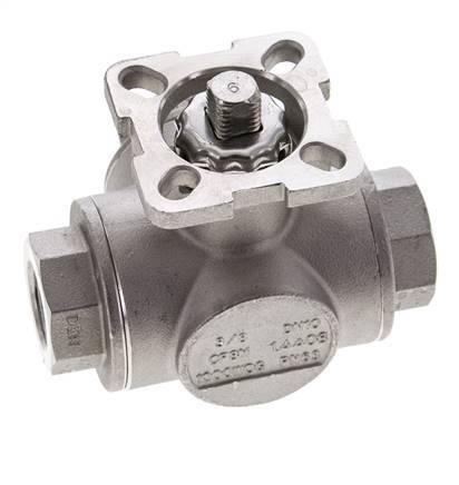 G3/8'' T-port 3-Way Stainless Steel Ball Valve ISO-Top 63bar - BL3SA