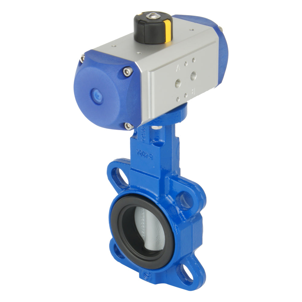 DN32 (1-1/4 inch) Wafer Pneumatic Butterfly Valve GG25-Stainless Steel-EPDM Double Acting - BFLW