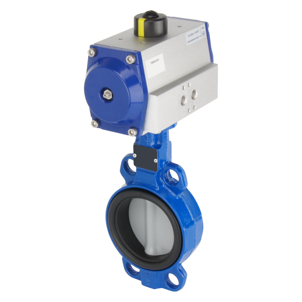 DN65 (2-1/2 inch) Wafer Pneumatic Butterfly Valve GG25-GGG40 polyamide-coated-NBR Spring Closed - BFLW