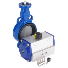 DN65 (2-1/2 inch) Wafer Pneumatic Butterfly Valve GGG40-Stainless Steel-EPDM Spring Open - BFLW