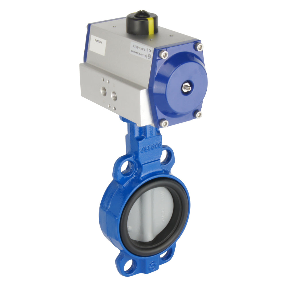 DN80 (3 inch) Wafer Pneumatic Butterfly Valve GG25-GGG40 polyamide-coated-NBR Spring Closed - BFLW