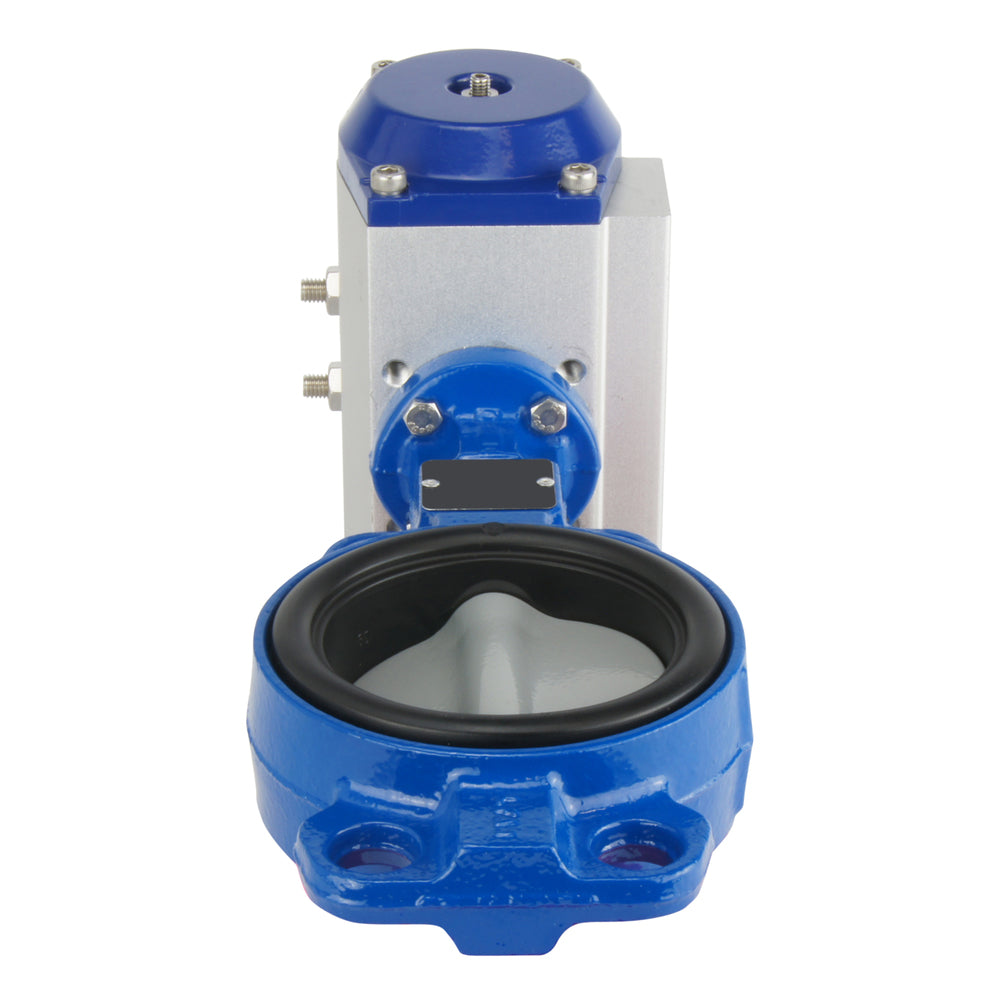 DN65 (2-1/2 inch) Wafer Pneumatic Butterfly Valve GGG40-Stainless Steel-EPDM Spring Closed - BFLW