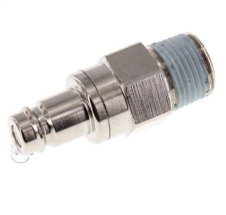 Nickel-plated Brass DN 10 Air Coupling Plug R 1/2 inch Male Double Shut-Off