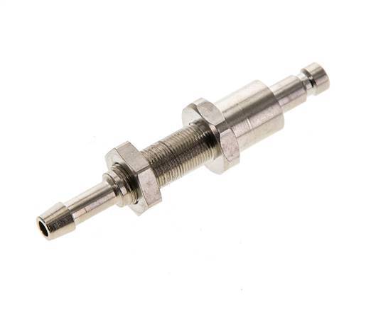 Nickel-plated Brass DN 2.7 (Micro) Air Coupling Plug 4 mm Hose Pillar Bulkhead Double Shut-Off