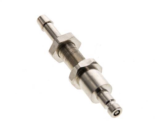 Nickel-plated Brass DN 2.7 (Micro) Air Coupling Plug 4 mm Hose Pillar Bulkhead Double Shut-Off