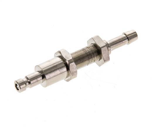 Nickel-plated Brass DN 2.7 (Micro) Air Coupling Plug 4 mm Hose Pillar Bulkhead Double Shut-Off