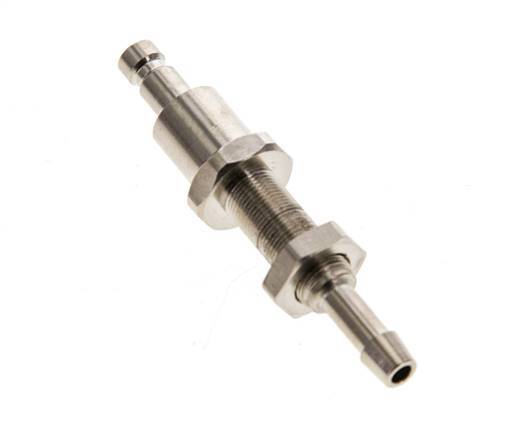 Nickel-plated Brass DN 2.7 (Micro) Air Coupling Plug 4 mm Hose Pillar Bulkhead Double Shut-Off