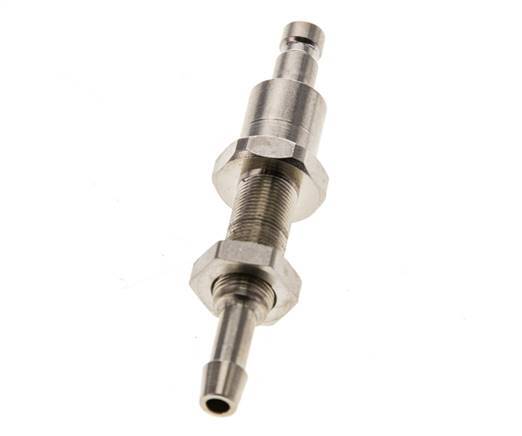 Nickel-plated Brass DN 2.7 (Micro) Air Coupling Plug 4 mm Hose Pillar Bulkhead Double Shut-Off