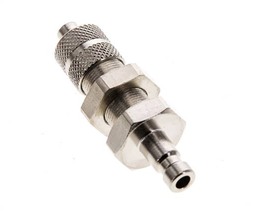Latón niquelado DN 2,7 (Micro) Acoplamiento de aire Tapón de unión 3x4,3 mm Mampara de doble cierre