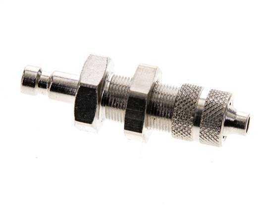 Nickel-plated Brass DN 2.7 (Micro) Air Coupling Plug 4x6 mm Union Nut Bulkhead