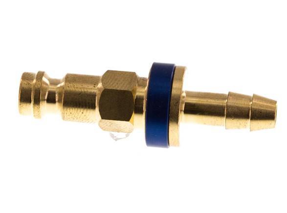 Brass DN 5 Blue-Coded Air Coupling Plug 6 mm Hose Pillar