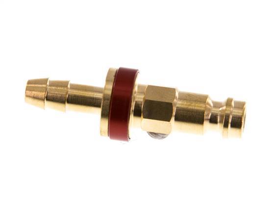 Brass DN 5 Red-Coded Air Coupling Plug 6 mm Hose Pillar