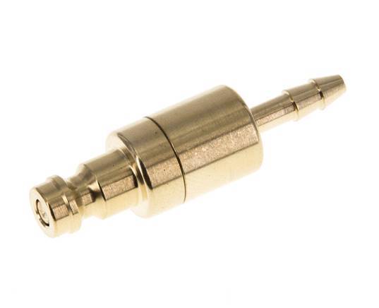 Brass DN 5 Air Coupling Plug 4 mm Hose Pillar Double Shut-Off