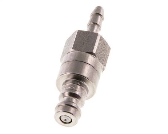 Stainless steel DN 5 Air Coupling Plug 4 mm Hose Pillar Double Shut-Off
