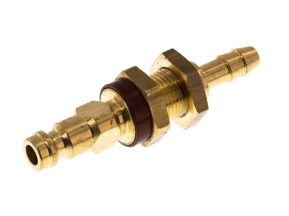 Brass DN 5 Brown-Coded Air Coupling Plug 6 mm Hose Pillar Bulkhead