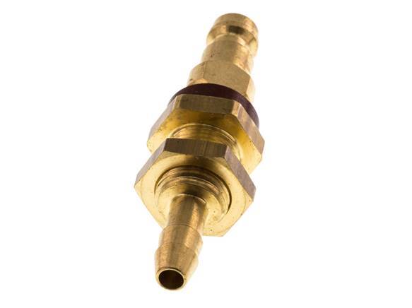 Brass DN 5 Brown-Coded Air Coupling Plug 6 mm Hose Pillar Bulkhead