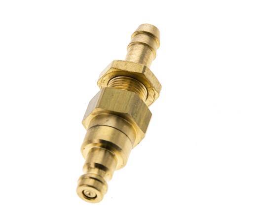 Brass DN 5 Air Coupling Plug 8 mm Hose Pillar Bulkhead Double Shut-Off