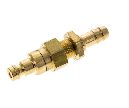 Brass DN 5 Air Coupling Plug 8 mm Hose Pillar Bulkhead Double Shut-Off