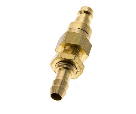 Brass DN 5 Air Coupling Plug 8 mm Hose Pillar Bulkhead Double Shut-Off