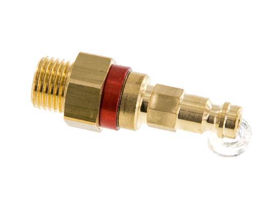 Brass DN 5 Red Air Coupling Plug G 1/4 inch Male Double Shut-Off