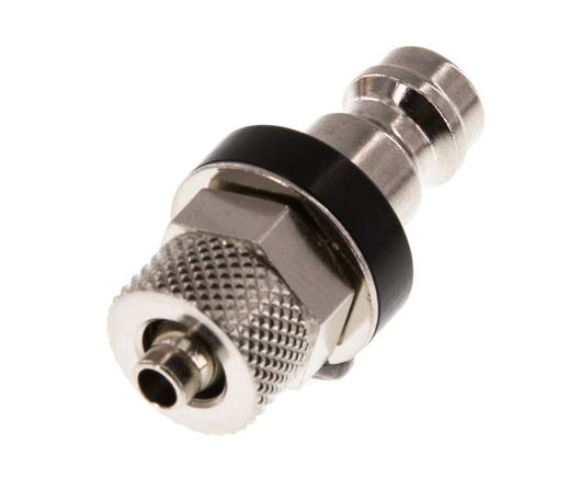 Latón niquelado DN 5 Negro Tapón de acoplamiento de aire 4x6 mm Tuerca de unión