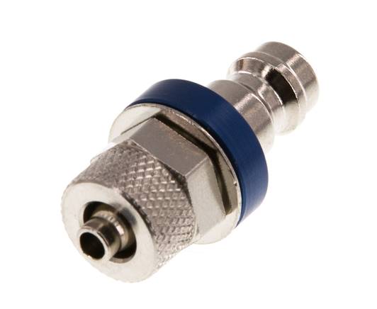 Latón niquelado DN 5 Azul Tapón de acoplamiento de aire 4x6 mm Tuerca de unión