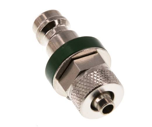 Nickel-plated Brass DN 5 Green Air Coupling Plug 4x6 mm Union Nut