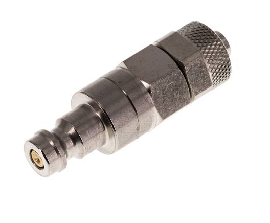 Latón niquelado Tapón de acoplamiento de aire DN 5 Tuerca de unión 6x8 mm Doble cierre
