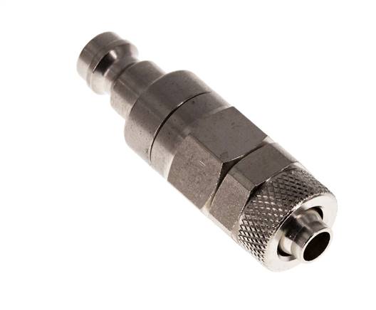 Latón niquelado Tapón de acoplamiento de aire DN 5 Tuerca de unión 6x8 mm Doble cierre
