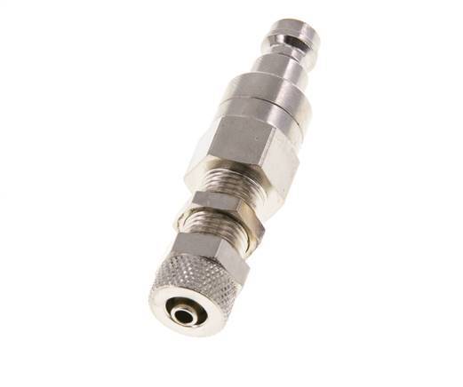 Nickel-plated Brass DN 5 Air Coupling Plug 4x6 mm Union Nut Bulkhead Double Shut-Off