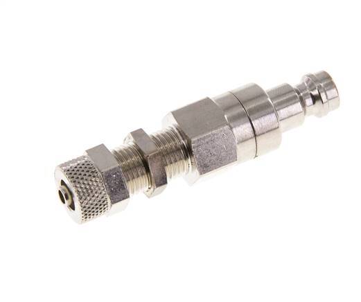 Nickel-plated Brass DN 5 Air Coupling Plug 4x6 mm Union Nut Bulkhead Double Shut-Off