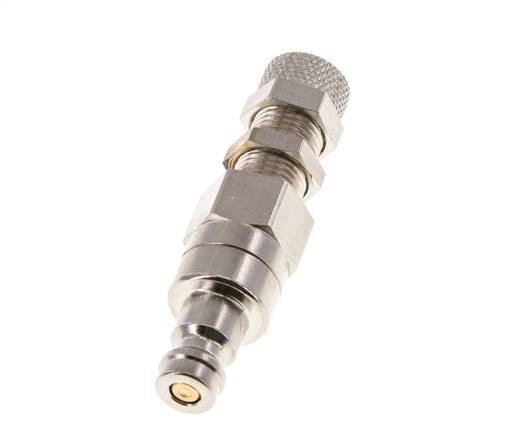 Nickel-plated Brass DN 5 Air Coupling Plug 4x6 mm Union Nut Bulkhead Double Shut-Off