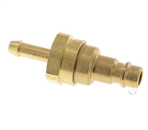 Brass DN 7.2 (Euro) Air Coupling Plug 6 mm Hose Pillar with Check Valve