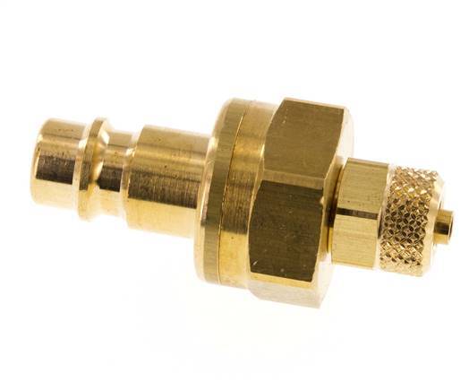 Brass DN 7.2 (Euro) Air Coupling Plug 4x6 mm Union Nut Double Shut-Off