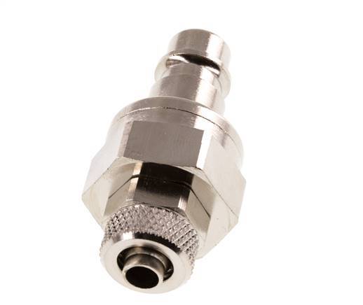 Nickel-plated Brass DN 7.2 (Euro) Air Coupling Plug 6x8 mm Union Nut Double Shut-Off
