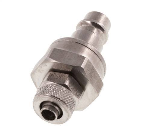 Stainless steel DN 7.2 (Euro) Air Coupling Plug 6x8 mm Union Nut Double Shut-Off