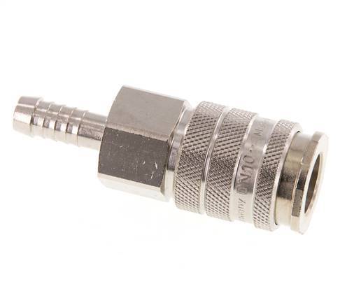Nickel-plated Brass DN 10 Air Coupling Socket 9 mm Hose Pillar Double Shut-Off