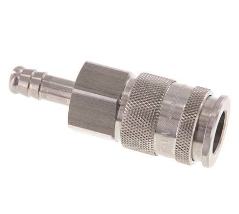 Stainless steel DN 10 Air Coupling Socket 9 mm Hose Pillar Double Shut-Off