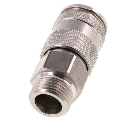 Stainless steel DN 10 Air Coupling Socket G 1/2 inch Male Double Shut-Off