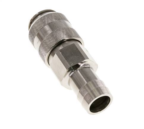 Nickel-plated Brass DN 15 Air Coupling Socket 25 mm Hose Pillar Double Shut-Off