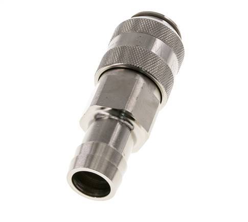 Nickel-plated Brass DN 15 Air Coupling Socket 25 mm Hose Pillar Double Shut-Off