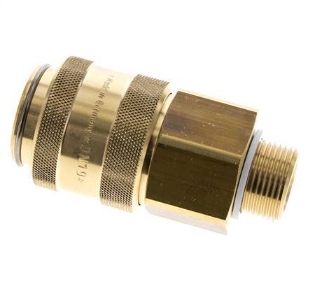 Brass DN 19 Air Coupling Socket G 3/4 inch Male Double Shut-Off